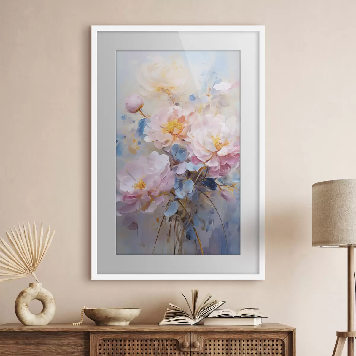 Poster Fiori astratti: tonalità rosa e blu f45652
