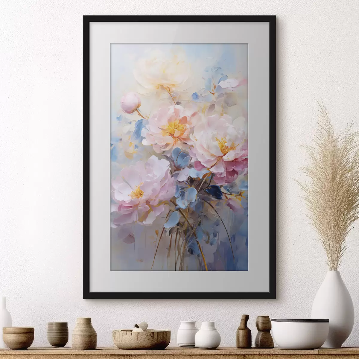 Poster Fiori astratti: tonalità rosa e blu f45652