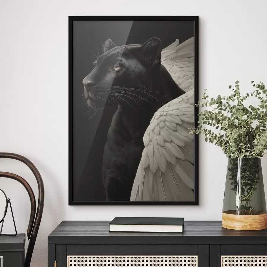 carta da parati Pantera nera con ali in stile fantasy nr. f45653