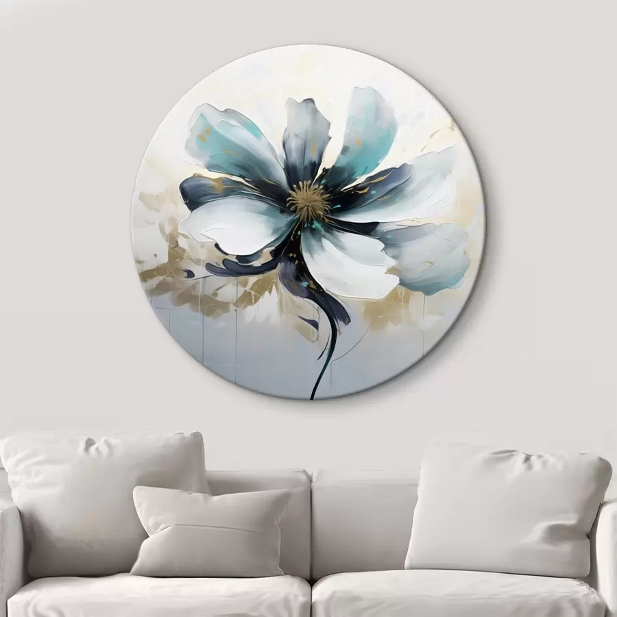 carta da parati Fiore turchese in stile pittura ad olio nr. r45641