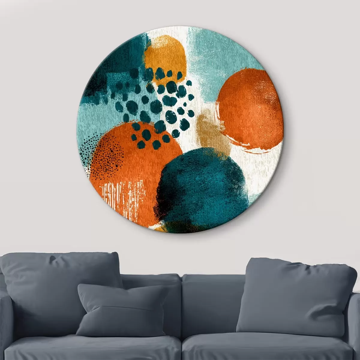 Quadri rotondi Forme luminose in stile pittura astratta r45649