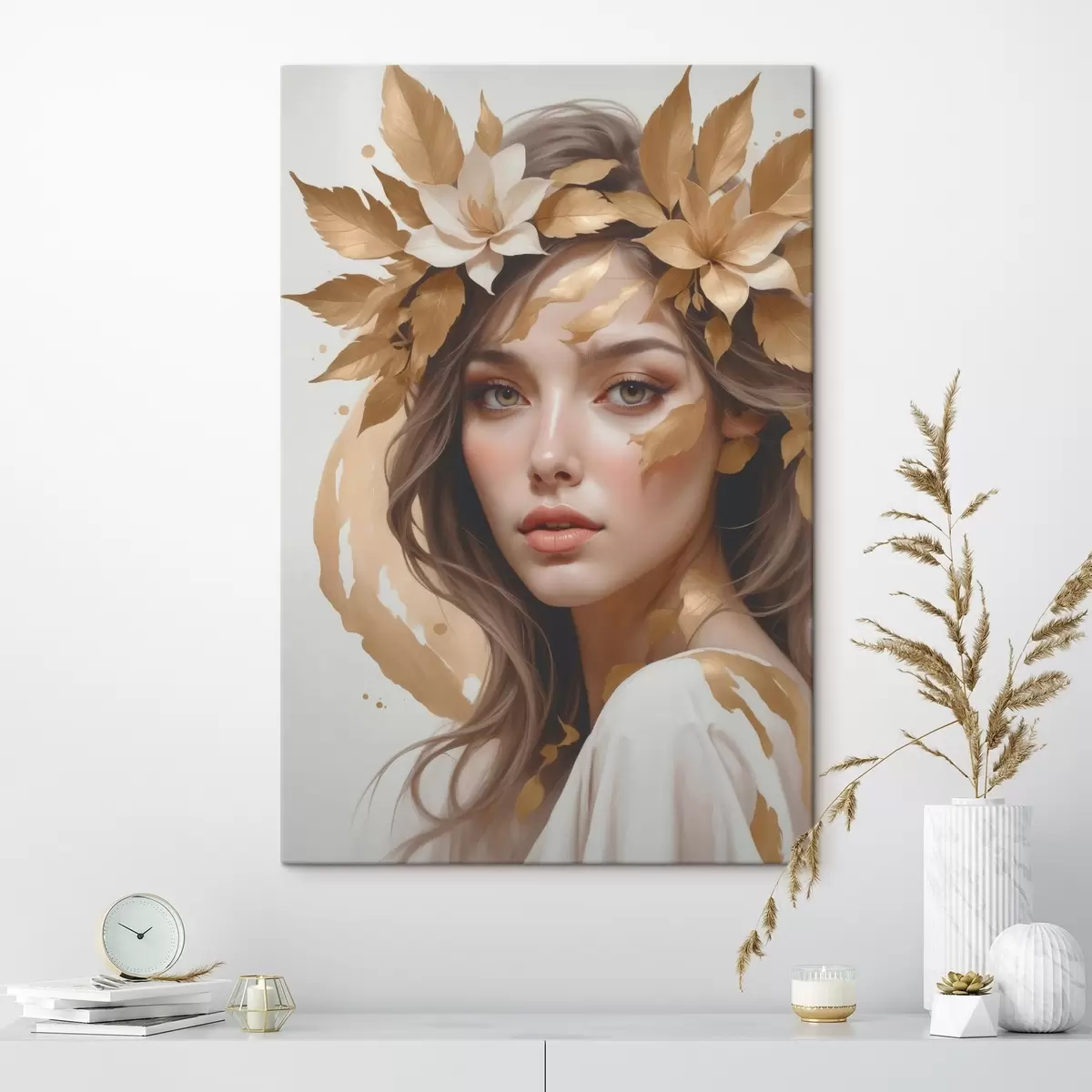 carta da parati Una donna con delle foglie tra i capelli nr. s45748