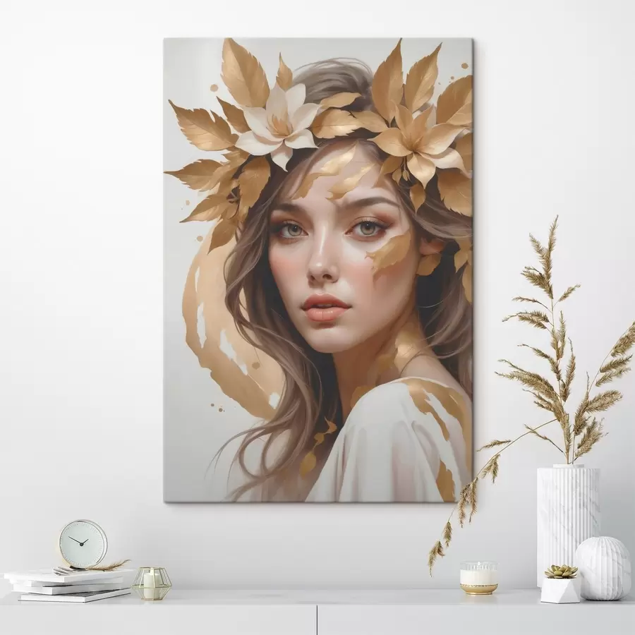 carta da parati Una donna con delle foglie tra i capelli nr. s45748