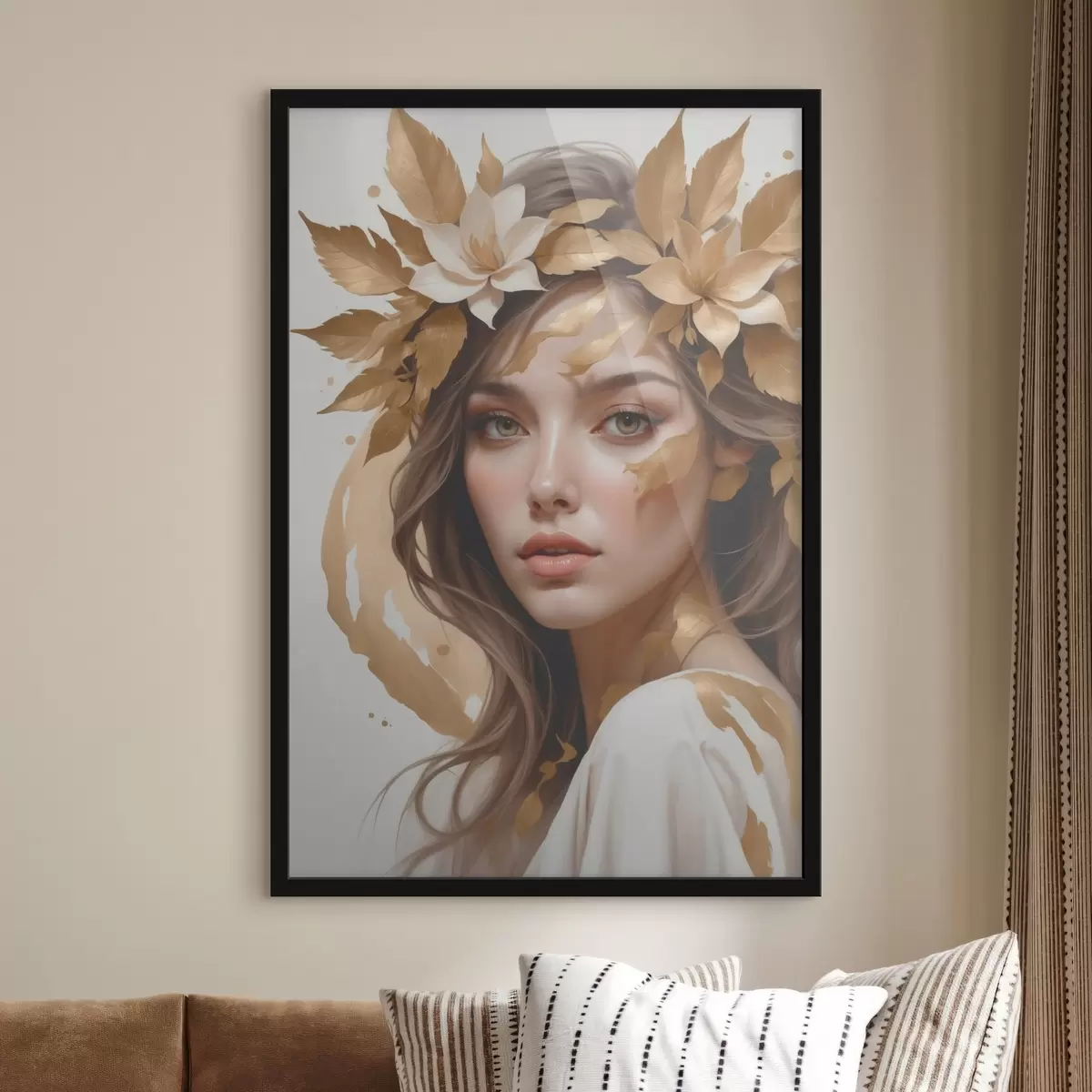 Poster Una donna con delle foglie tra i capelli f45748