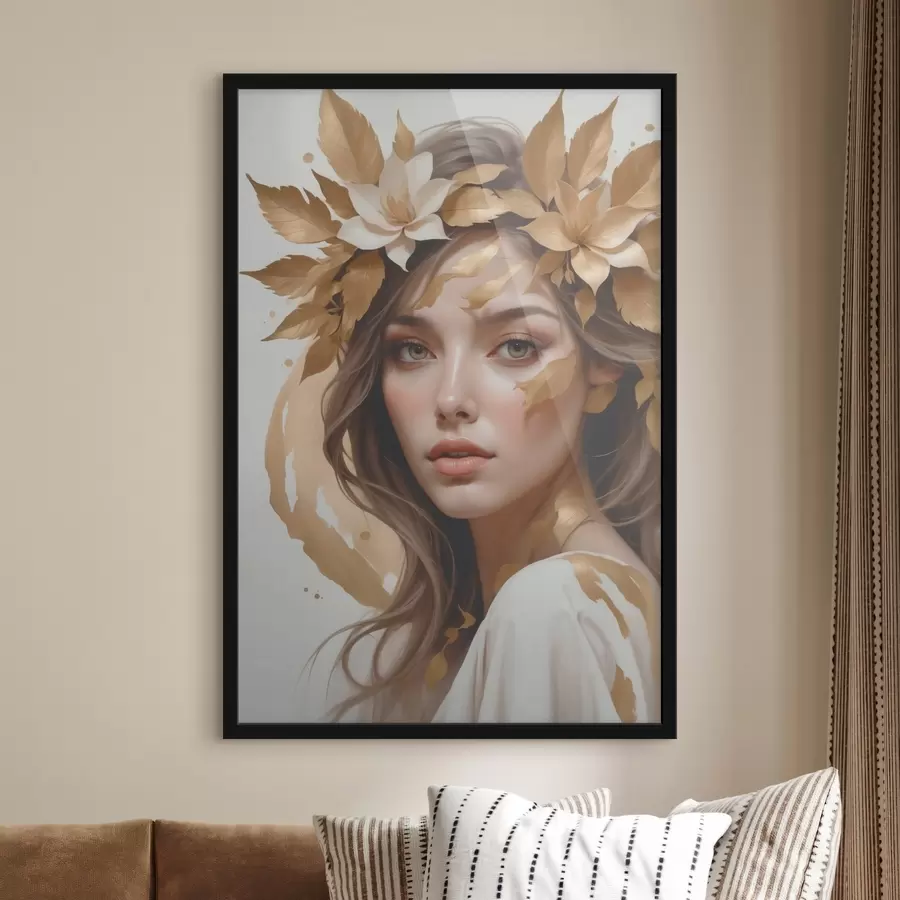 carta da parati Una donna con delle foglie tra i capelli nr. f45748