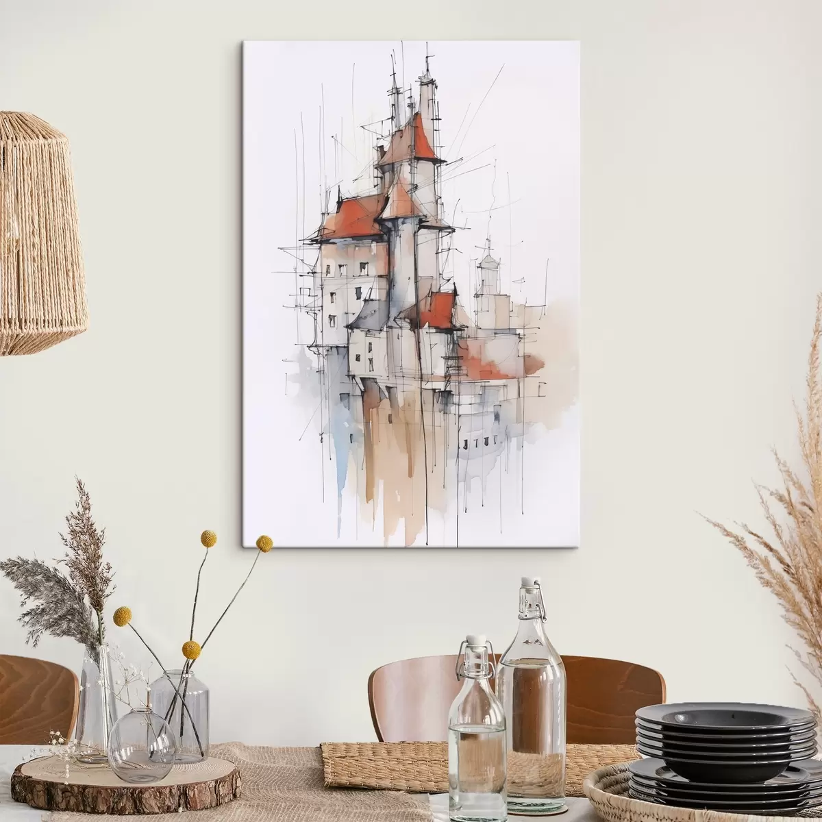 carta da parati Case schizzo imitazione e acquerello nr. s45764