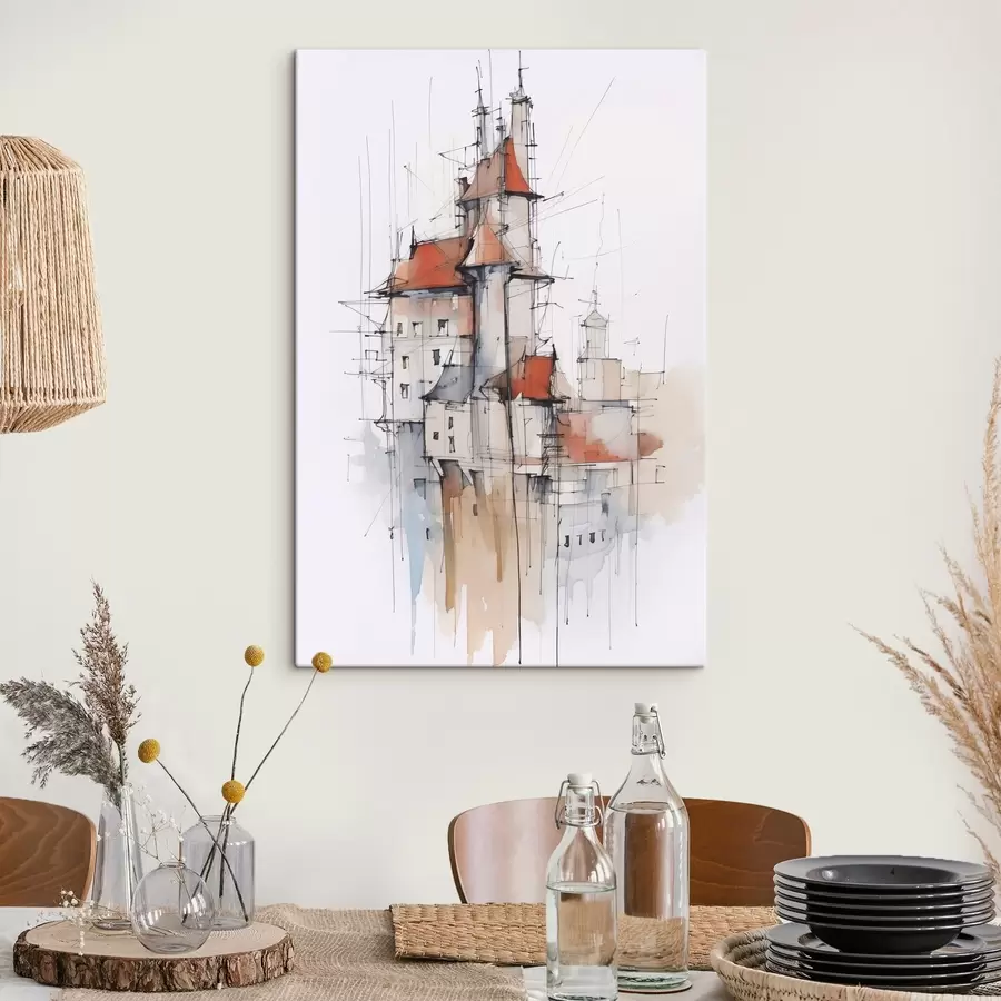 carta da parati Case schizzo imitazione e acquerello nr. s45764