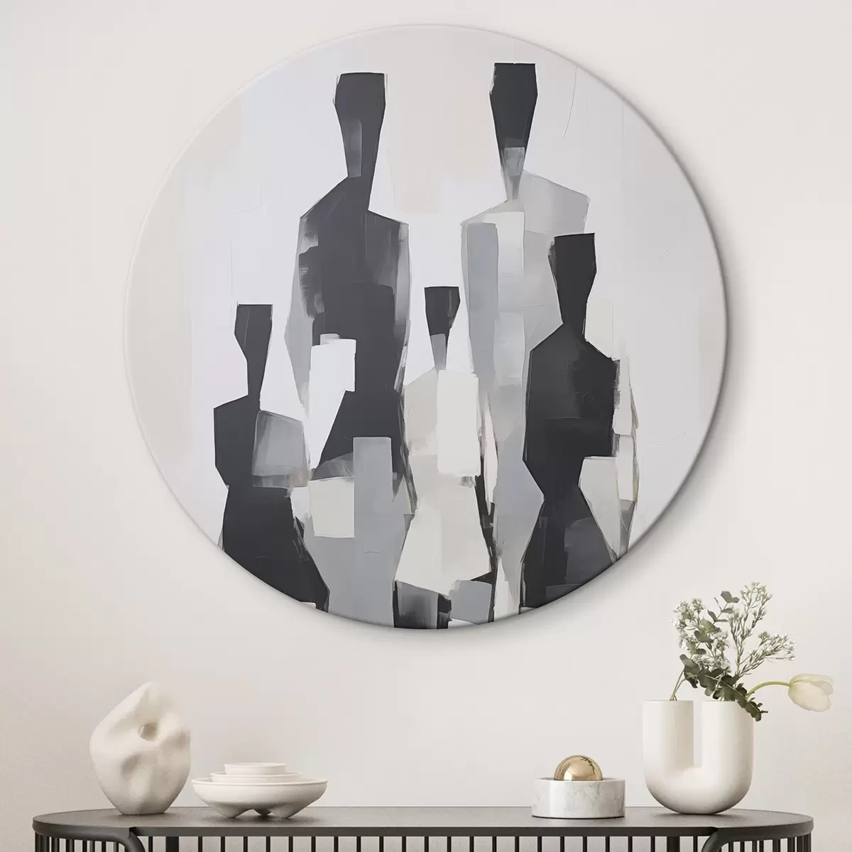 Quadri rotondi Silhouette astratte r45759