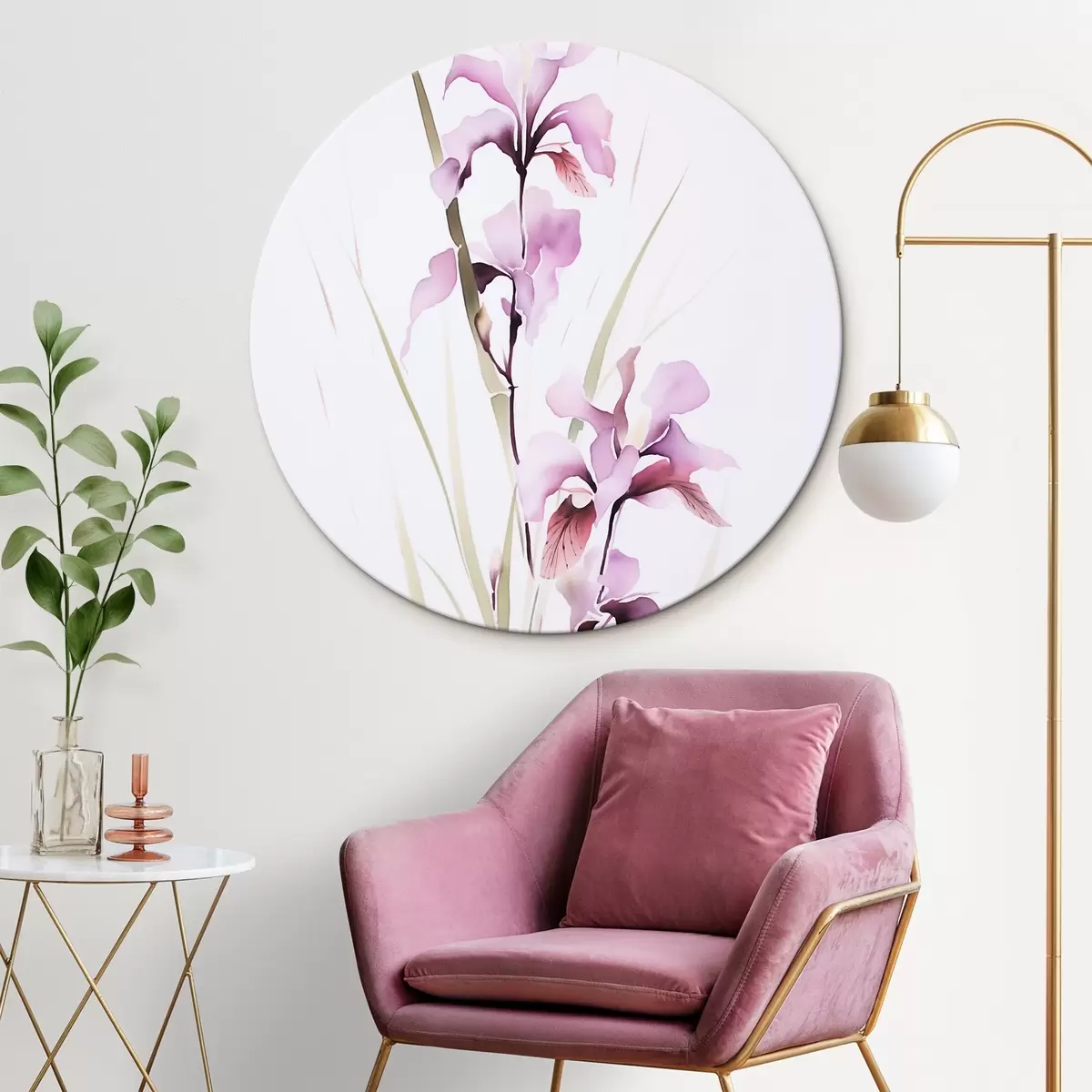 Quadri rotondi Fiori ad imitazione dell'acquerello r45763