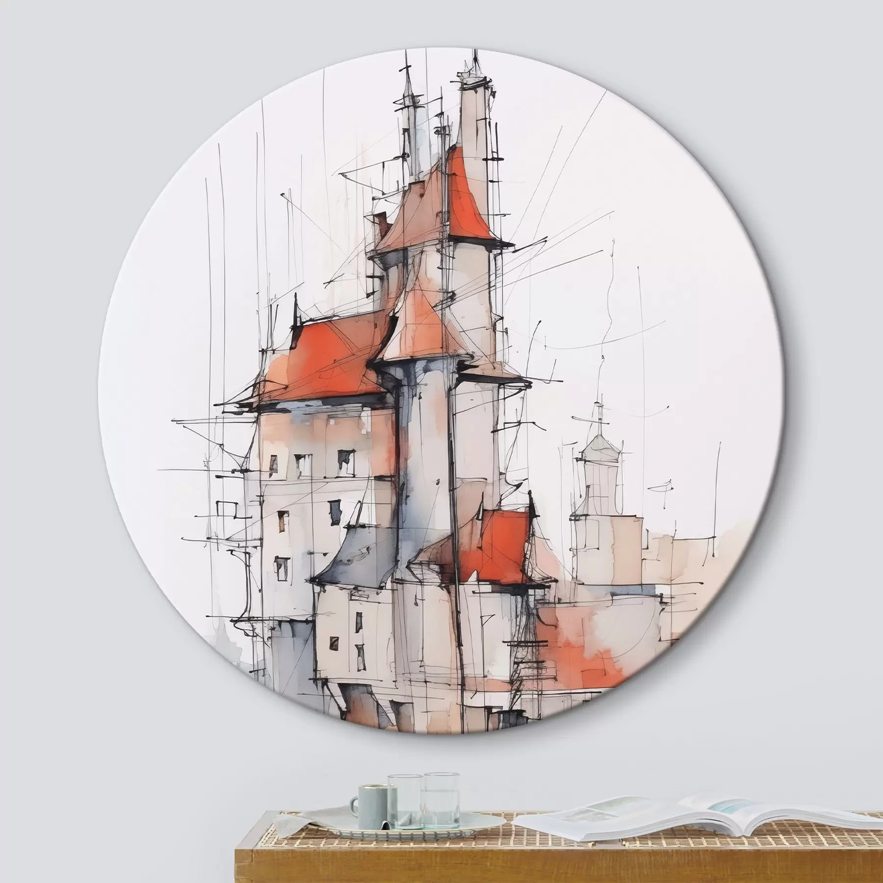 carta da parati Case schizzo imitazione e acquerello nr. r45764