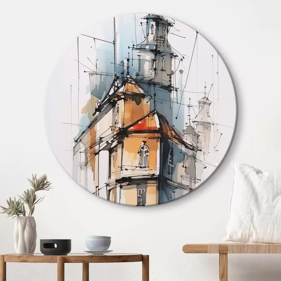 carta da parati Case schizzo imitazione e acquerello nr. r45765