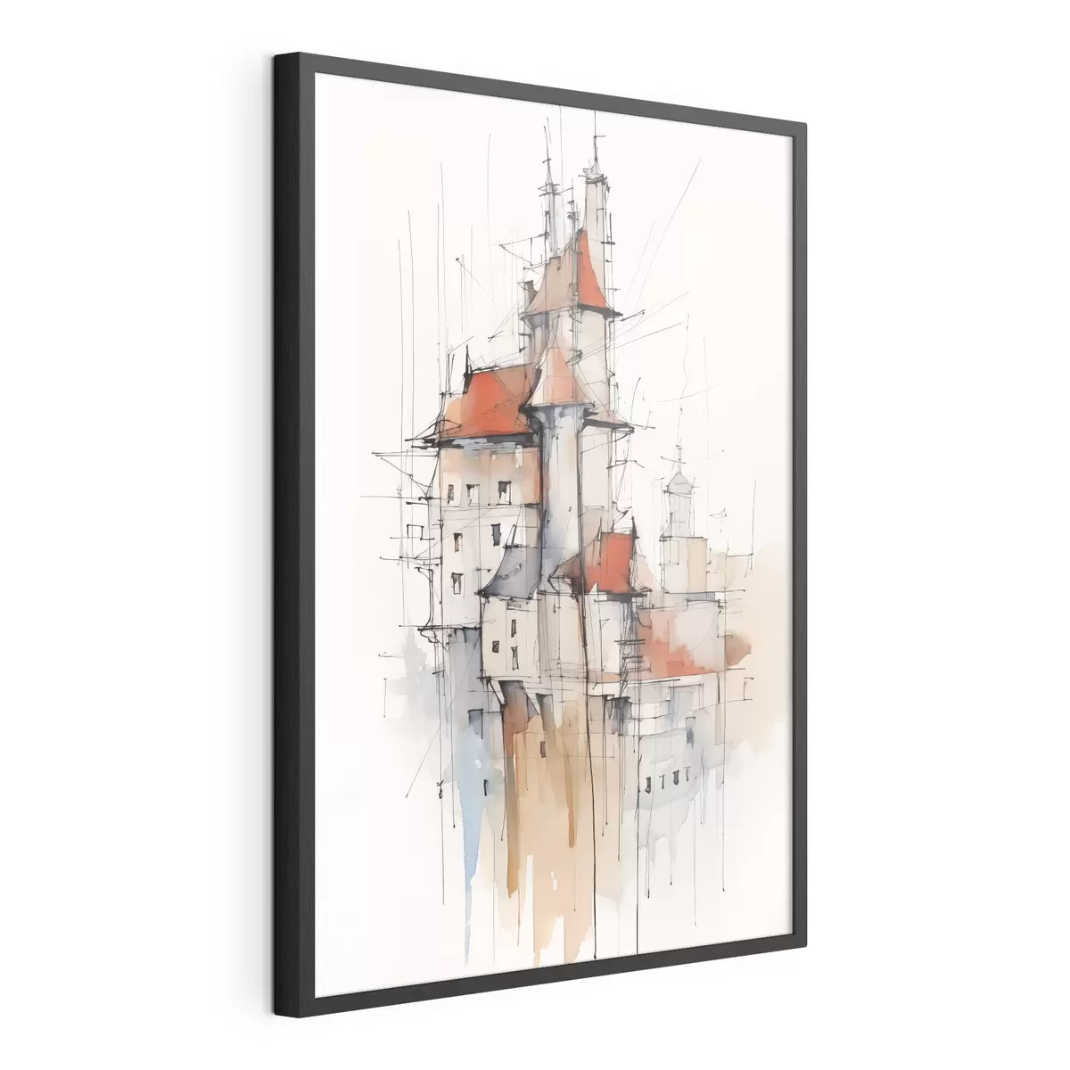 Poster Case schizzo imitazione e acquerello f45764