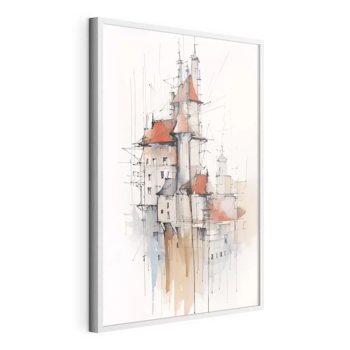 Poster Case schizzo imitazione e acquerello f45764