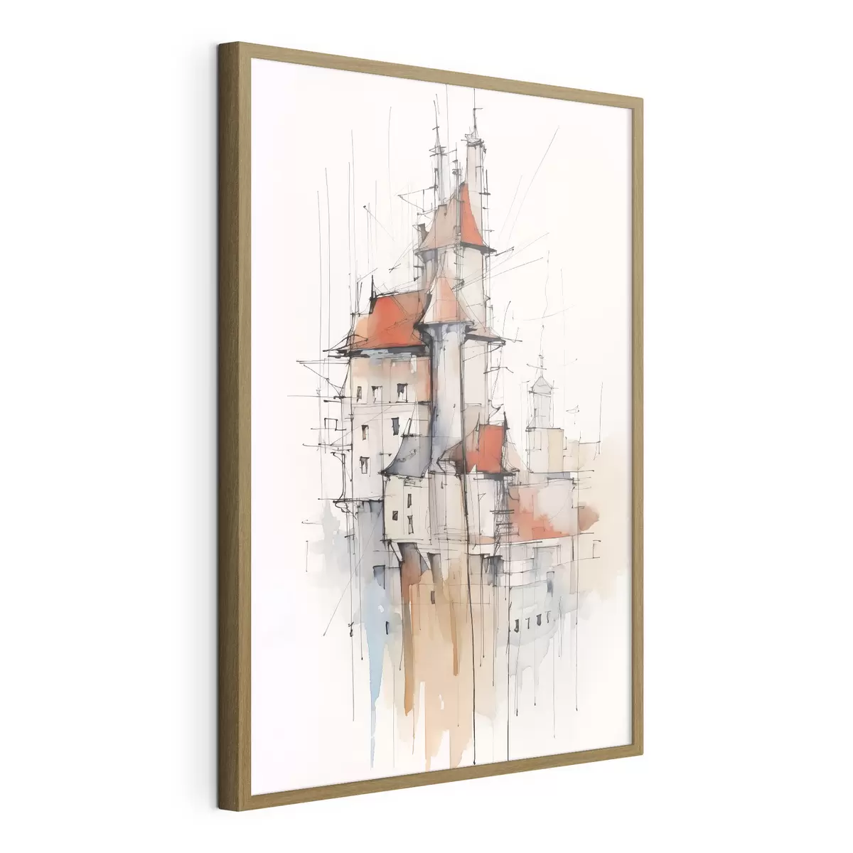 Poster Case schizzo imitazione e acquerello f45764
