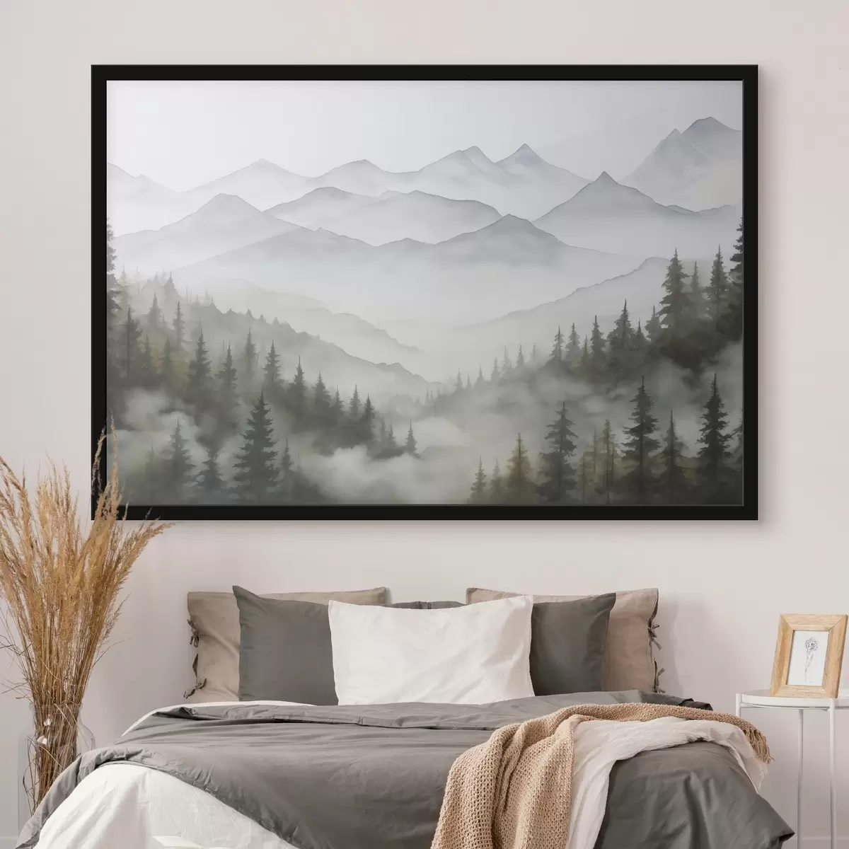 Poster Foresta nella nebbia davanti alle montagne f45774