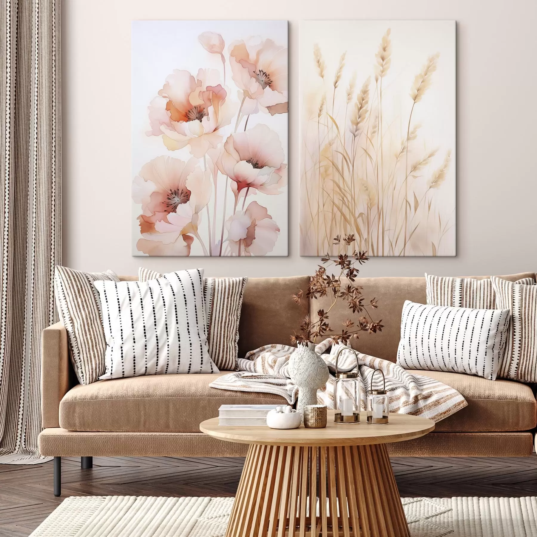 carta da parati Papaveri e spighette imitazione acquerello nr. m00723