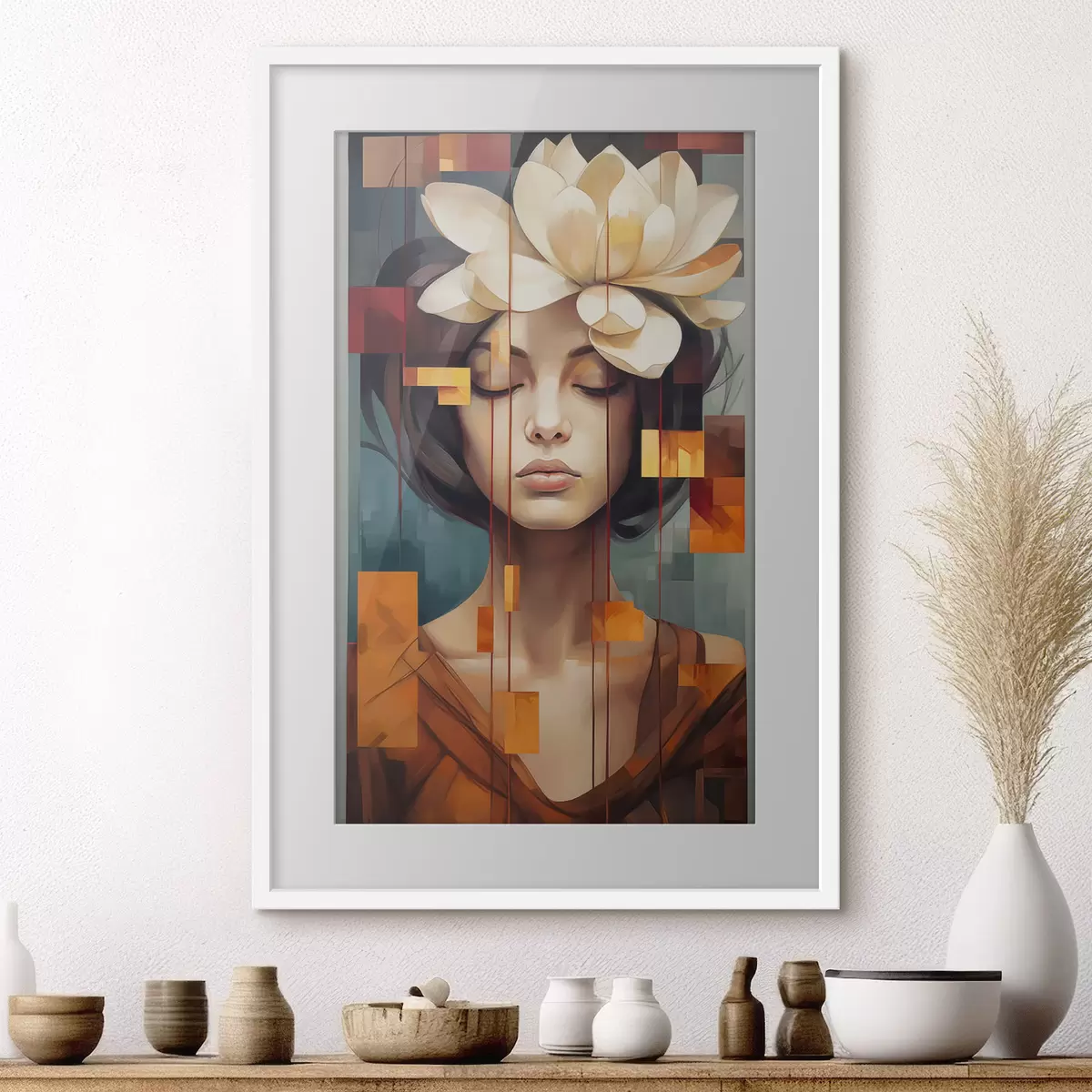 Poster Donna con un fiore f45796