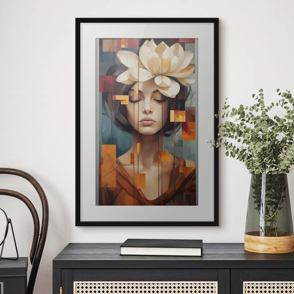 Poster Donna con un fiore f45796