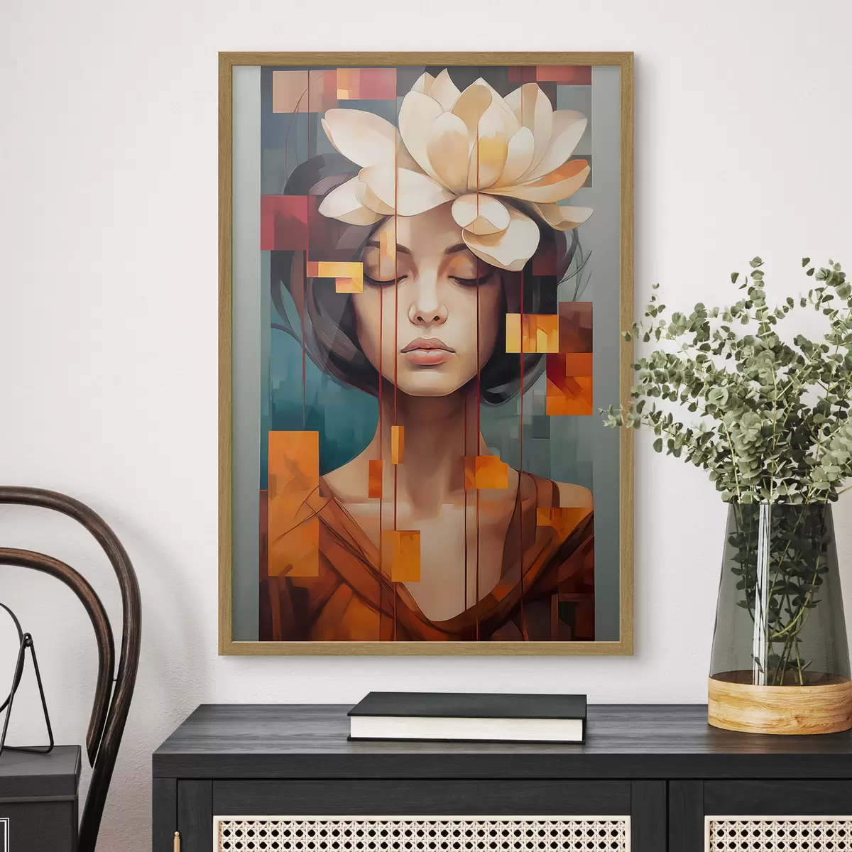 Poster Donna con un fiore f45796