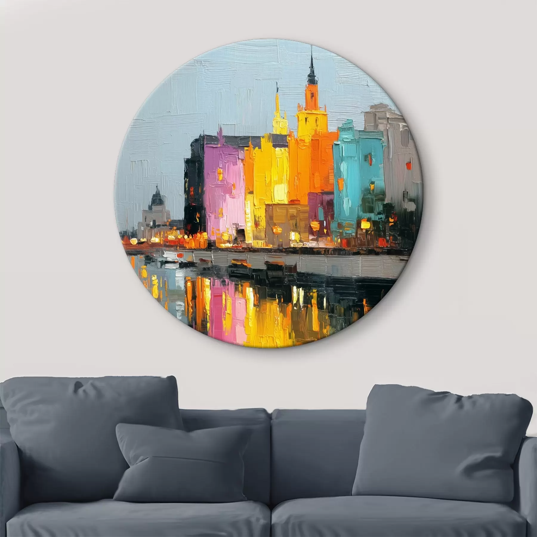 carta da parati Luci della città: paesaggio vibrante in stile impasto nr. r45242