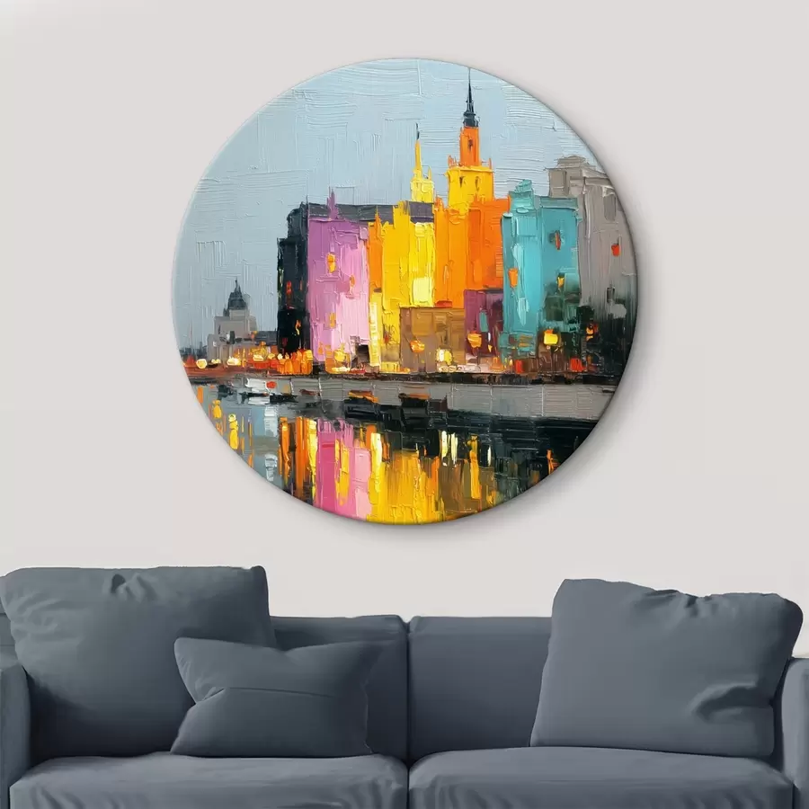 carta da parati Luci della città: paesaggio vibrante in stile impasto nr. r45242