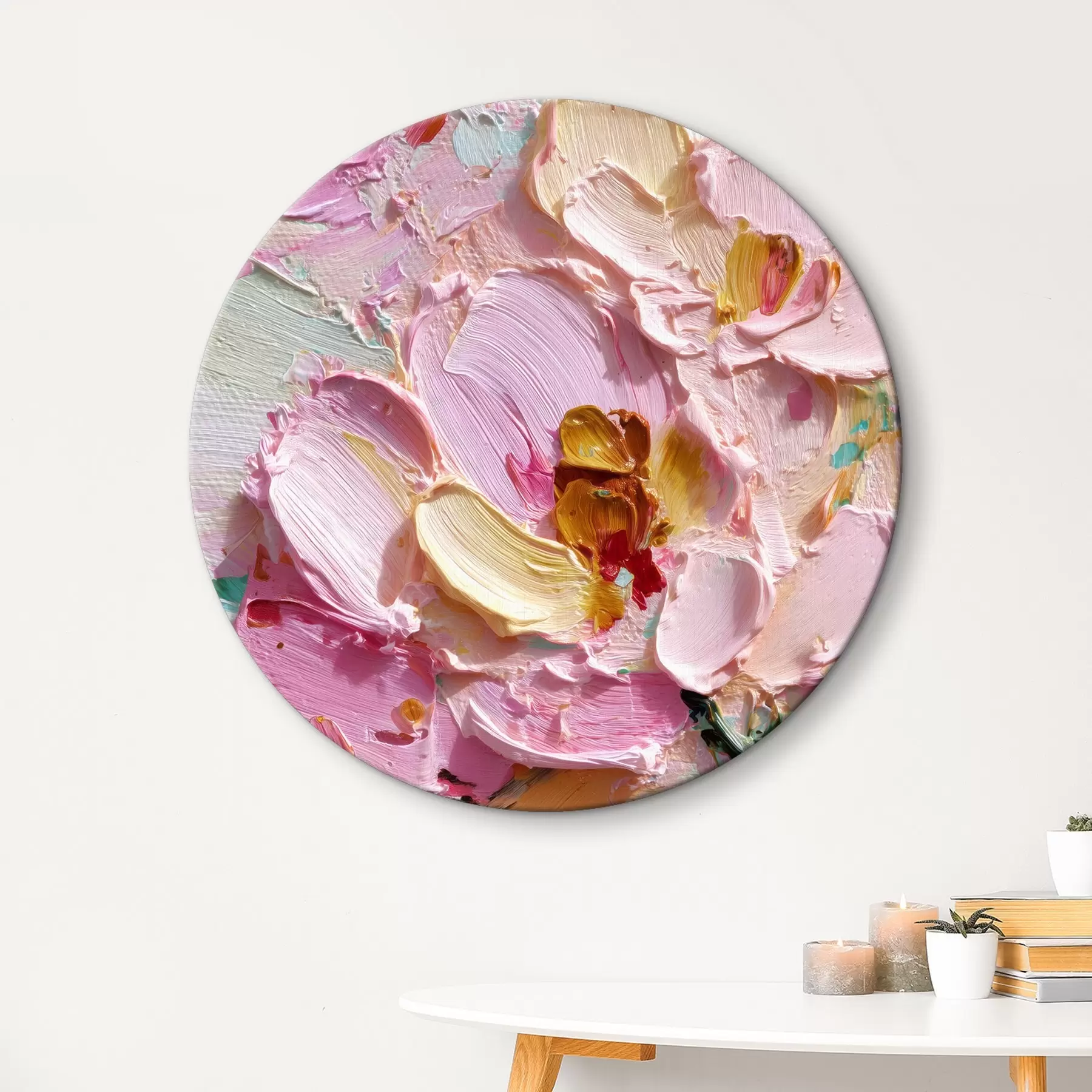 carta da parati Magnolie rosa: pittura materica con pennellate dimensionali nr. r45249