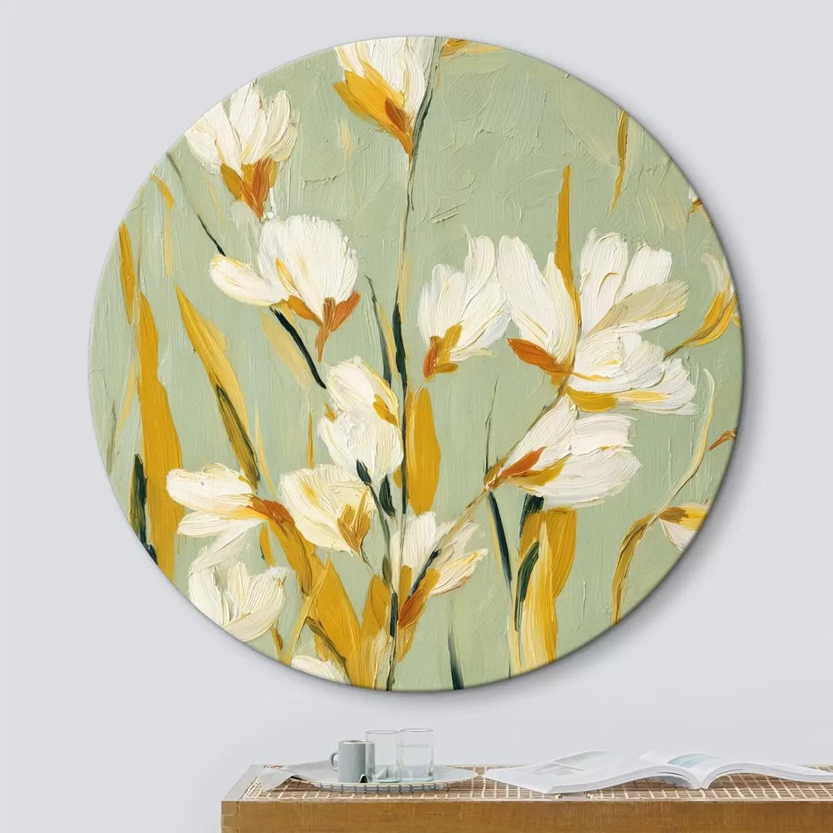 Quadri rotondi Composizione luminosa in stile volumetrico r45264