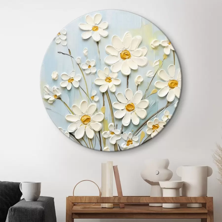 carta da parati Margherite strutturate: arte a impasto con pennellate espressive nr. r45266