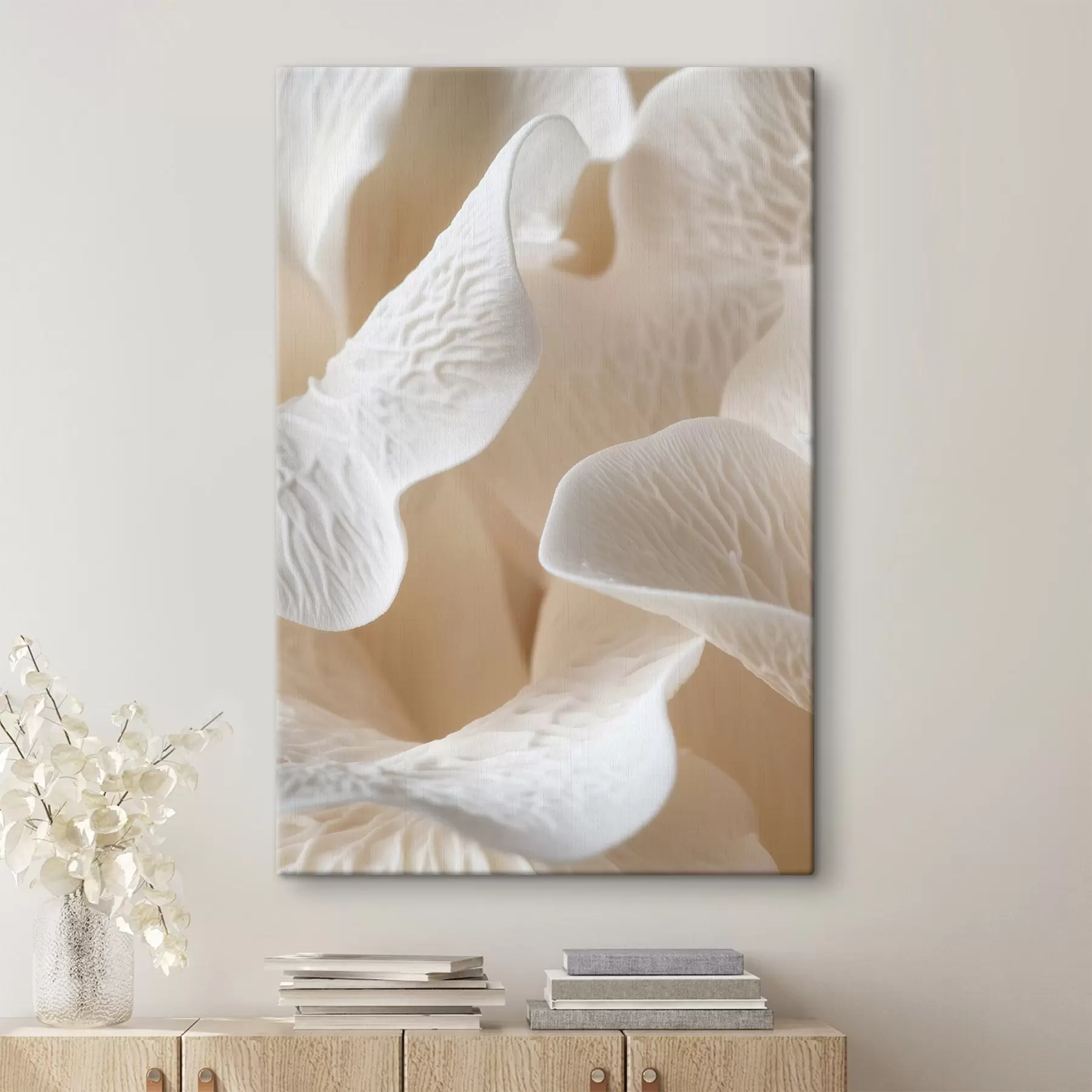 Quadro petali con venature nei toni del beige nr. s45703