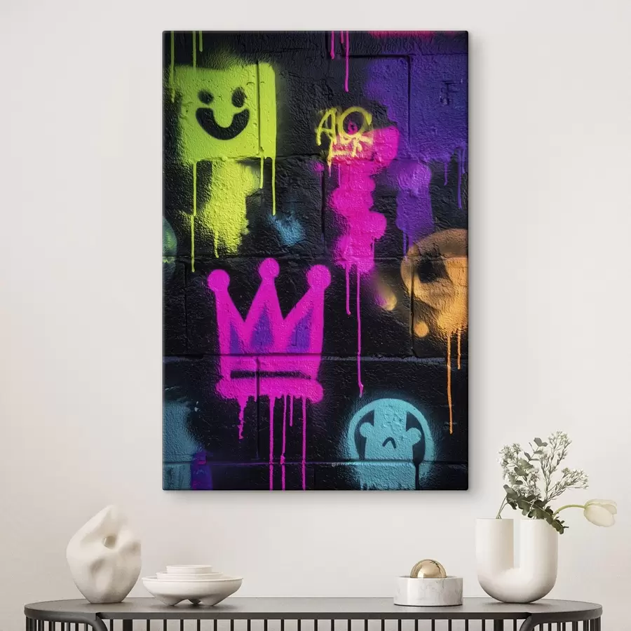 carta da parati graffiti luminosi su sfondo scuro nr. s45717