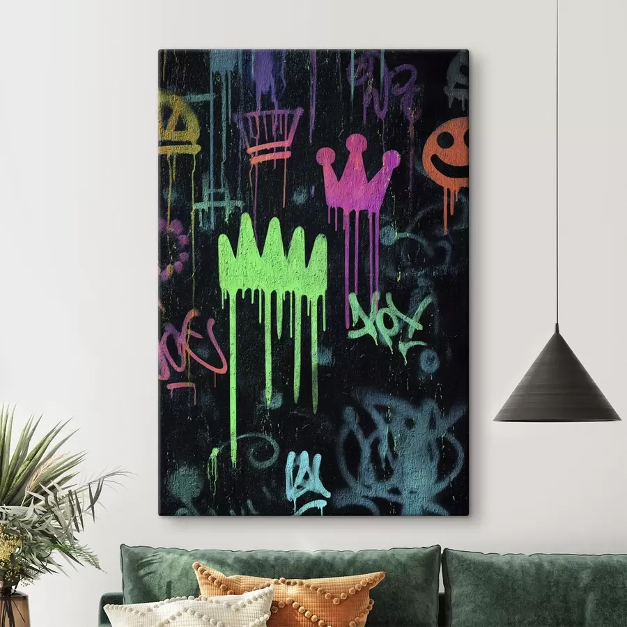 carta da parati graffiti luminosi su sfondo scuro nr. s45718