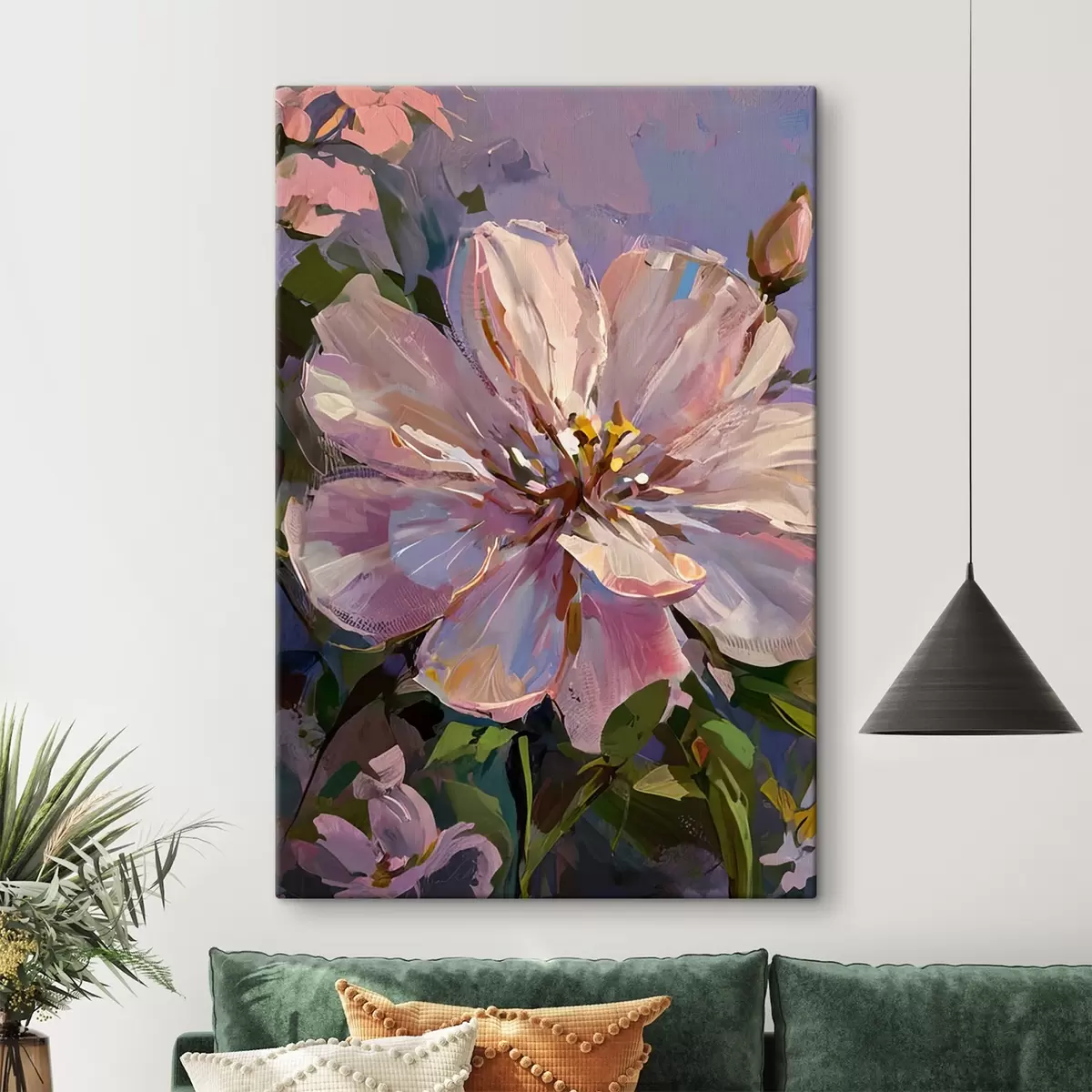 carta da parati fiori rosa in stile pittura a olio nr. s45723