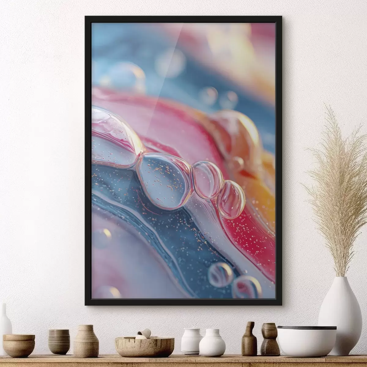 Poster onde multicolori con bolle f45705