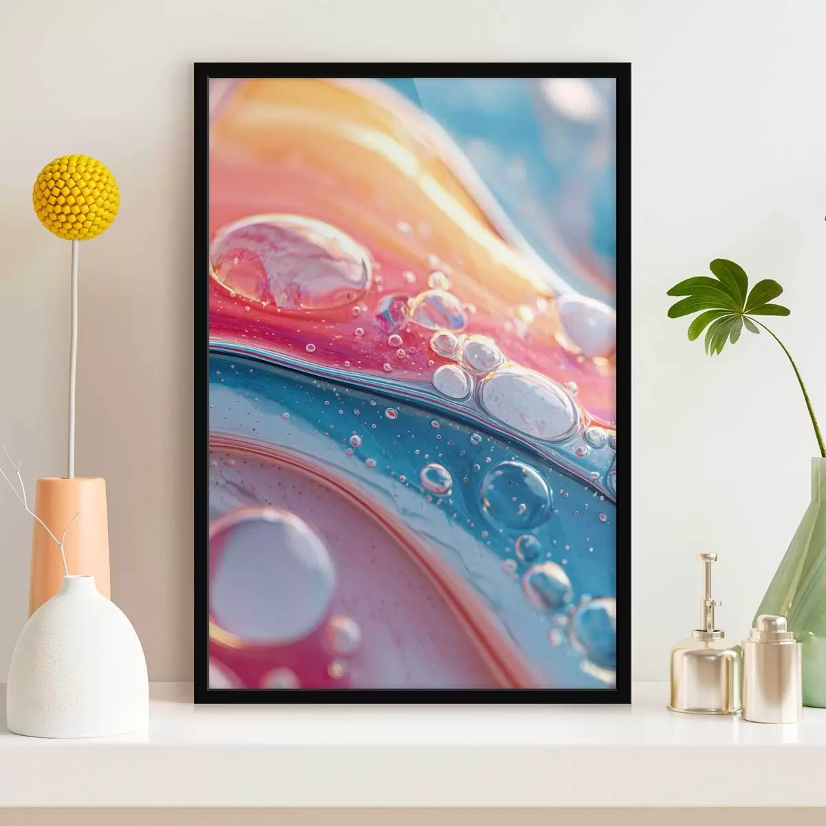 Poster onde multicolori con bolle f45707