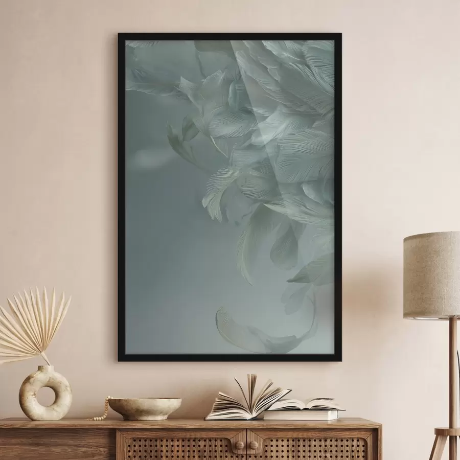 carta da parati piume nei colori del mare nr. f45708