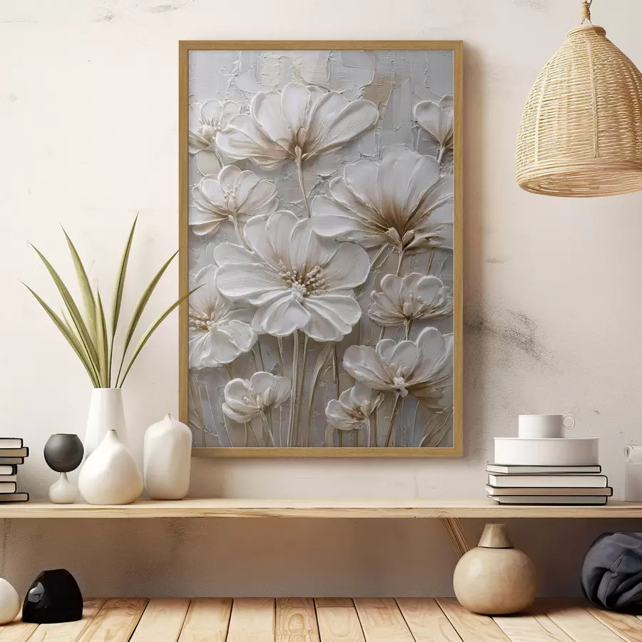 carta da parati fiori color crema con effetto impasto nr. f45712