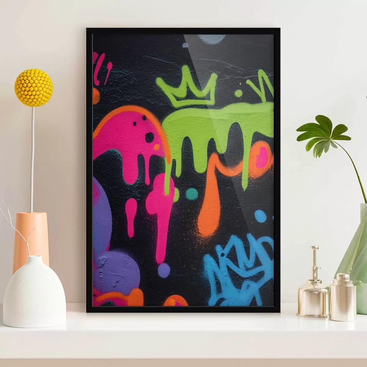 Poster graffiti luminosi su sfondo scuro f45716