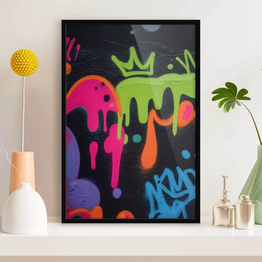 carta da parati graffiti luminosi su sfondo scuro nr. f45716