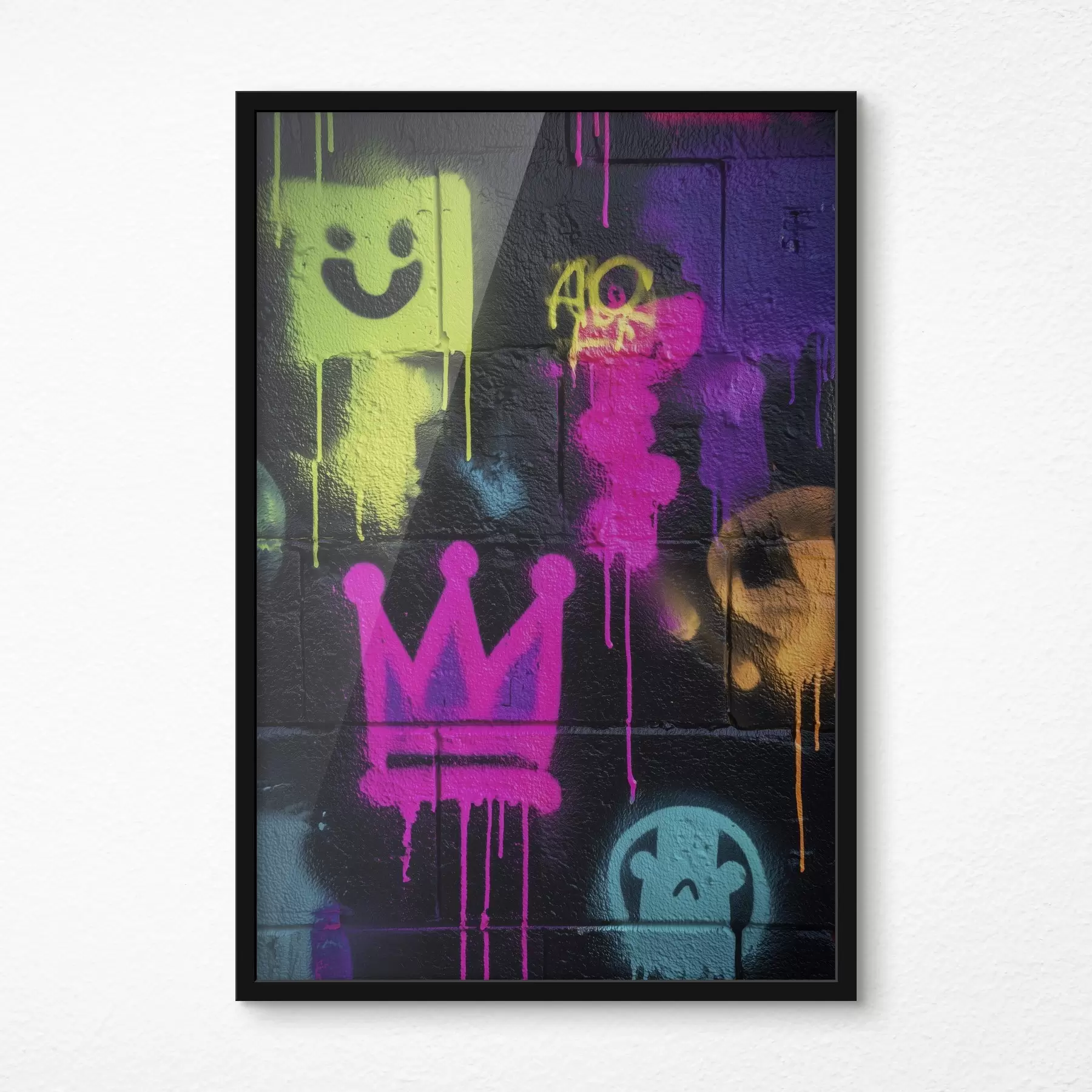 carta da parati graffiti luminosi su sfondo scuro nr. f45717