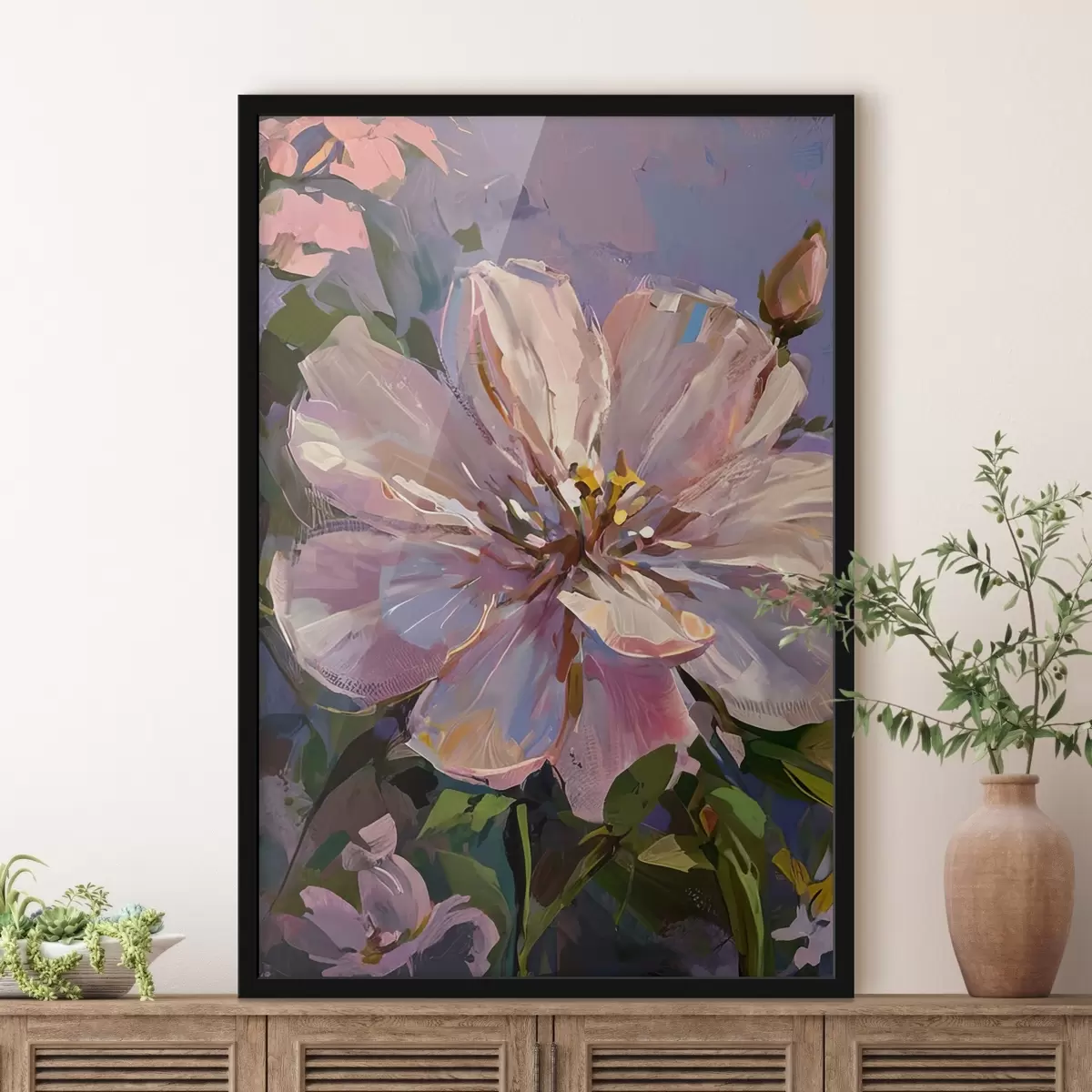 Poster fiori rosa in stile pittura a olio f45723