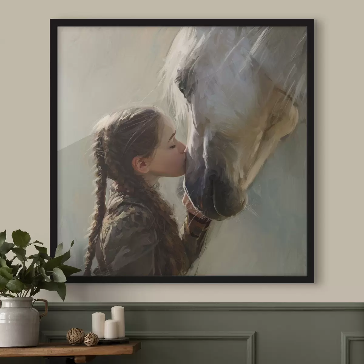 Poster ragazza che bacia un cavallo f45731