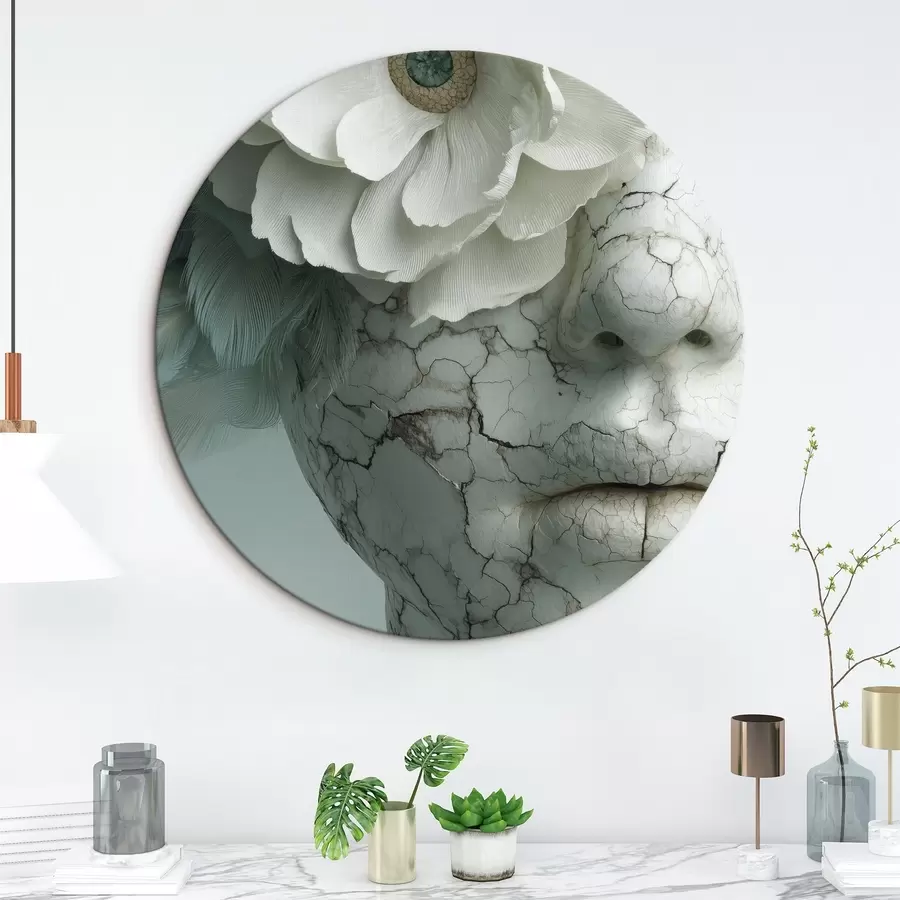 carta da parati faccia di marmo di una ragazza con un fiore nr. r45709