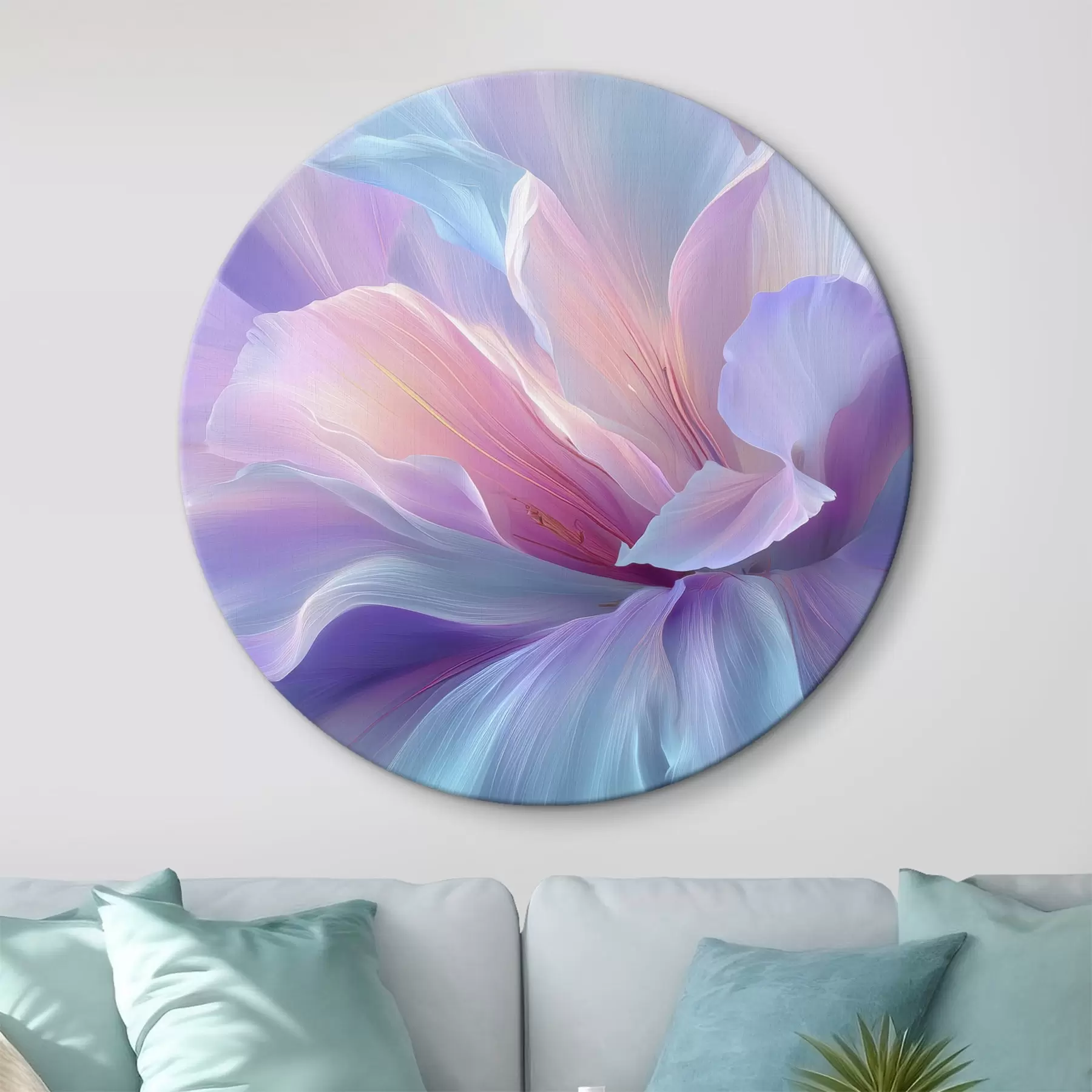 carta da parati un delicato fiore fantastico con petali nei toni del viola, blu e rosa. nr. r45710