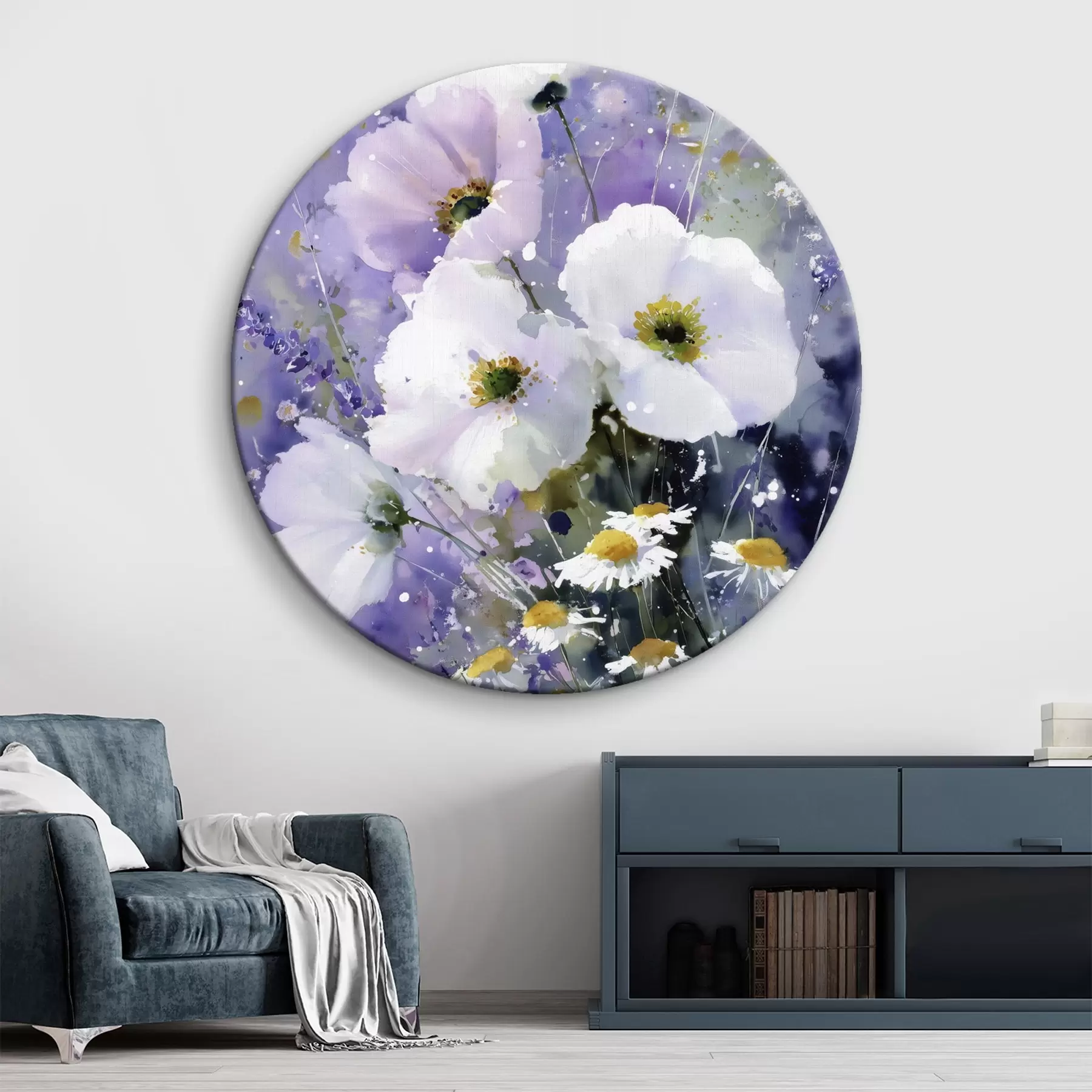 carta da parati bouquet acquerellato nei toni del lilla e del bianco nr. r45719