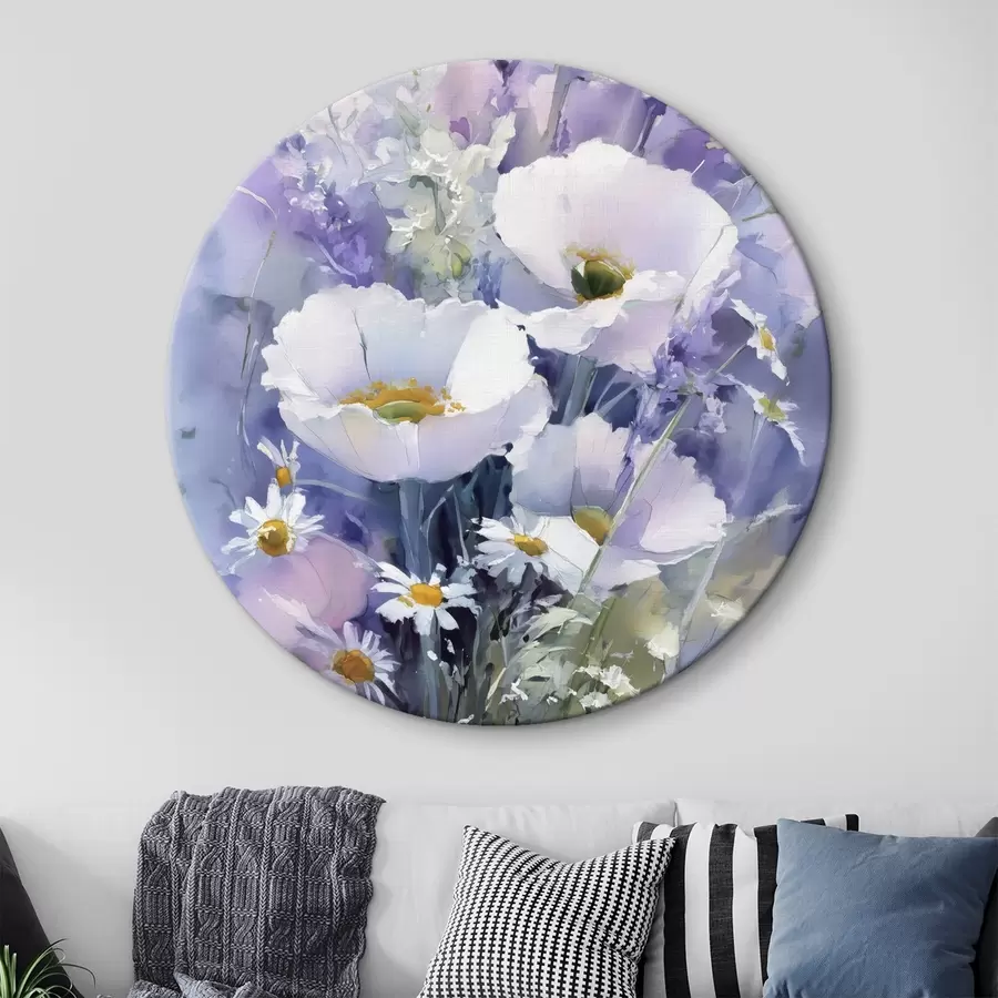 carta da parati bouquet acquerellato nei toni del lilla e del bianco nr. r45720