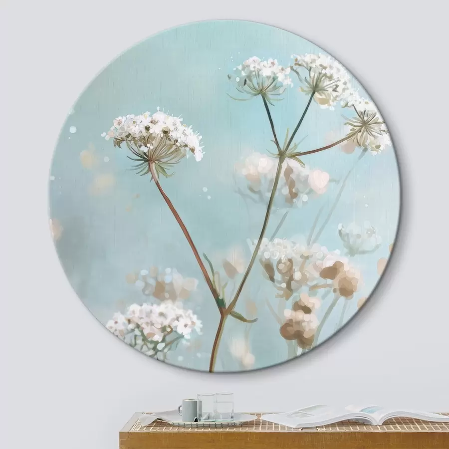 carta da parati Fiori di Queen Anne's Lace in stile acquerello su sfondo blu nr. r45722