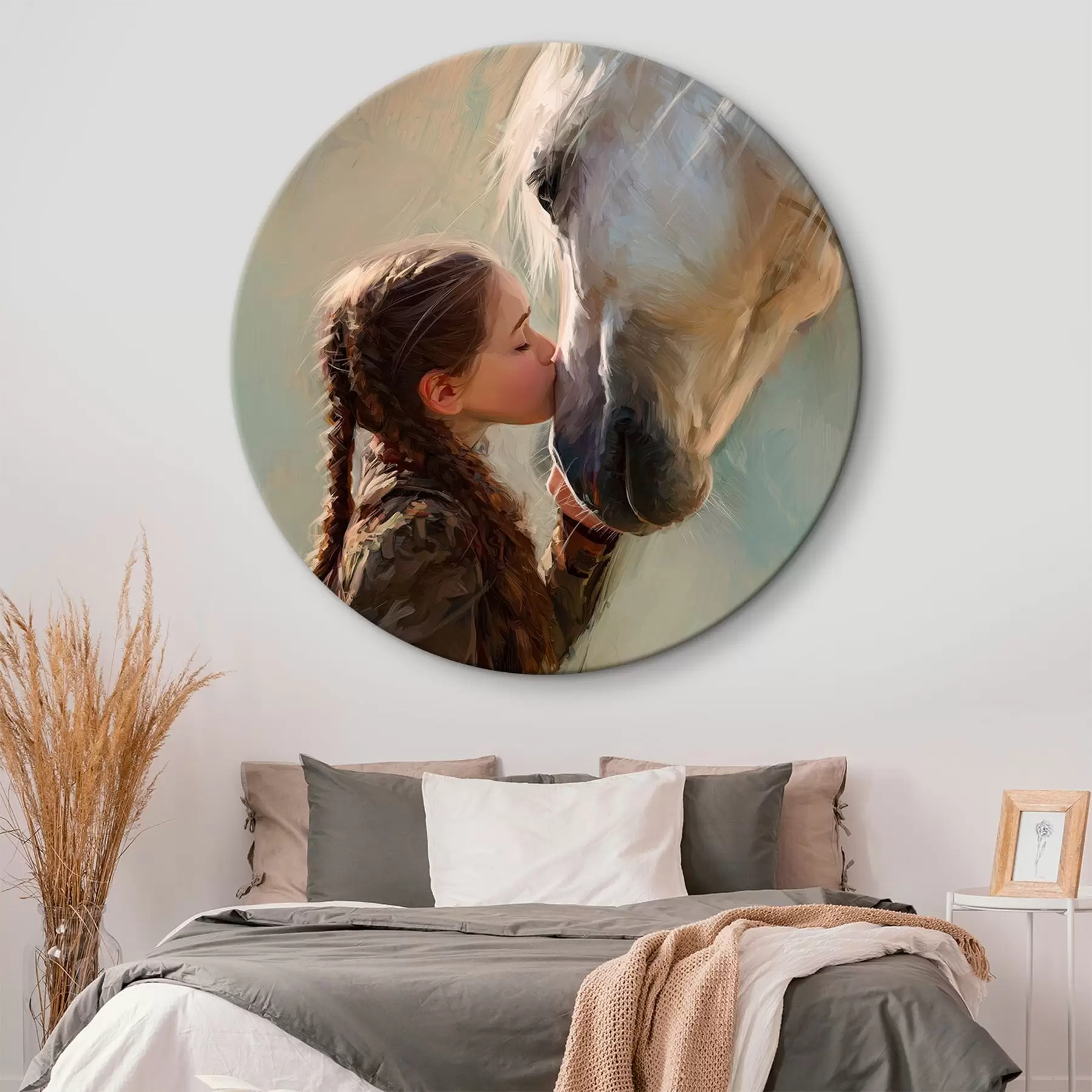 carta da parati ragazza che bacia un cavallo nr. r45731