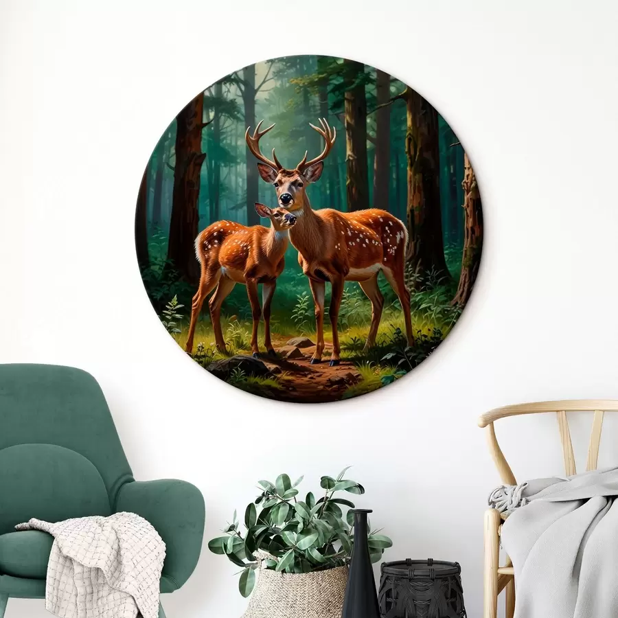carta da parati cervo con cerbiatto nella foresta nr. r45732