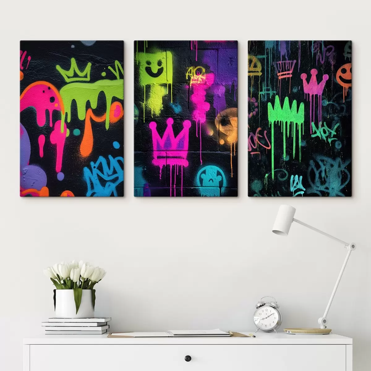 carta da parati graffiti luminosi su sfondo scuro nr. m00703