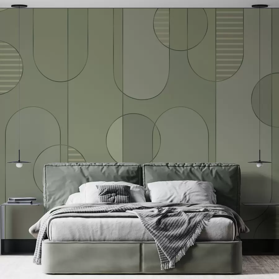 Carta da parati Moderno Astratto geometrico con palette verde chiaro n. w04523v1